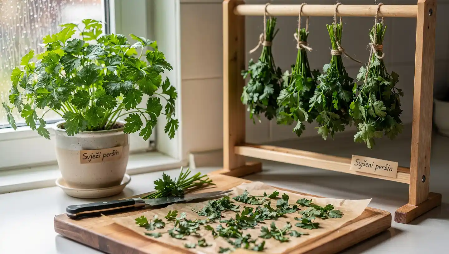 Berba i sušenje peršina kod kuće