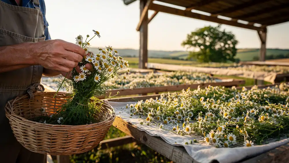 Berba i sušenje kamilice