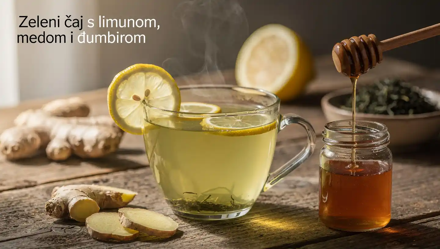 Zeleni čaj s limunom, medom i đumbirom