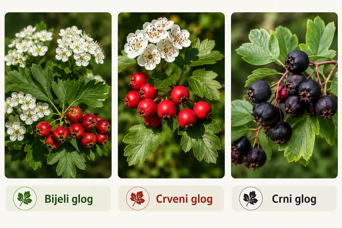 Vrste gloga, bijeli, crveni i crni glog